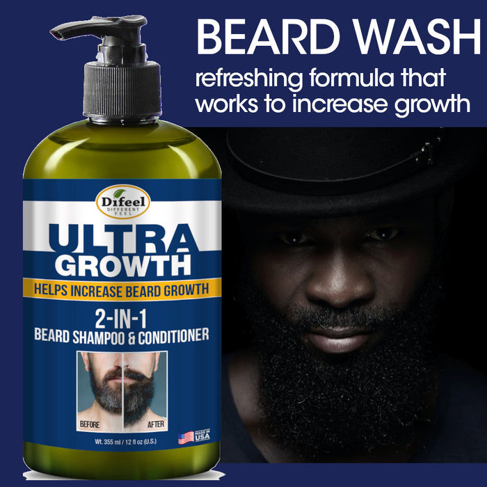 Difeel Ultra Growth 2-in-1 Beard Shampoo & Conditioner 12 oz.