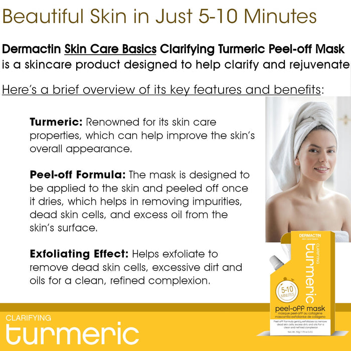 Dermactin Skin Care Basics Clarifying Turmeric Peel-off Mask 1.76 oz.