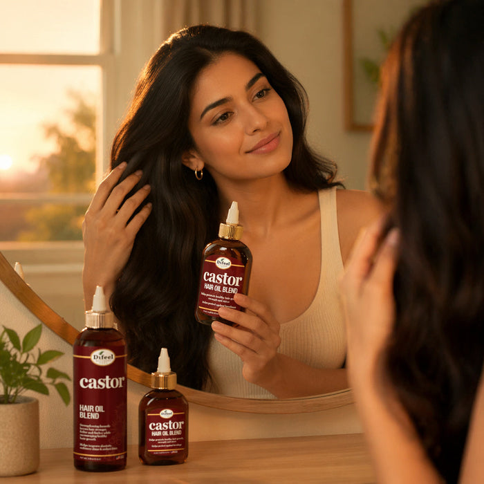 Difeel Castor Pro-Growth & Thicken Hair Oil Blend 7.1 oz. - Deluxe 2-PC Gift Set
