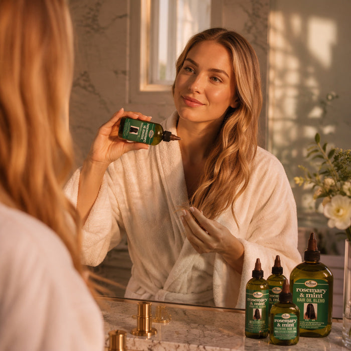 Difeel Rosemary and Mint Hair Oil Blend with Biotin 7.1 Ounce. - Deluxe 2-PC Gift Set