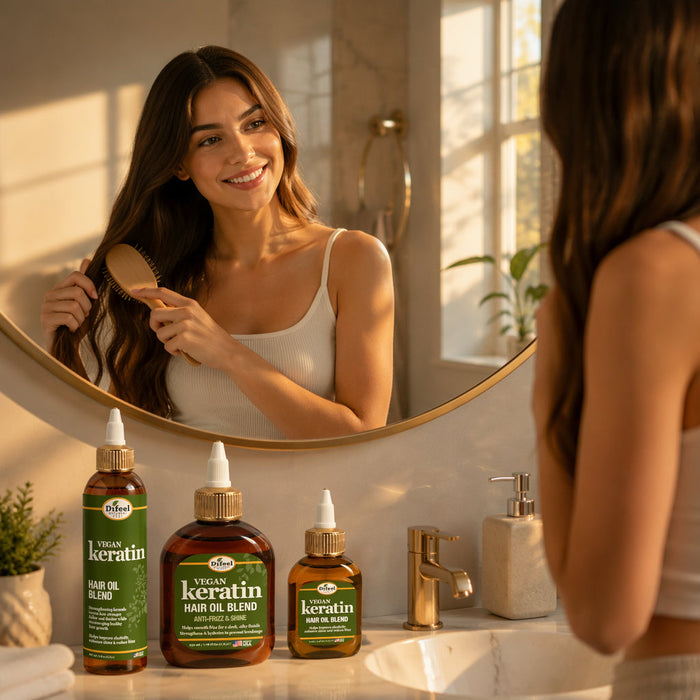 Difeel Vegan Keratin Hair Oil Blend - Anti Frizz & Shine 8 oz.