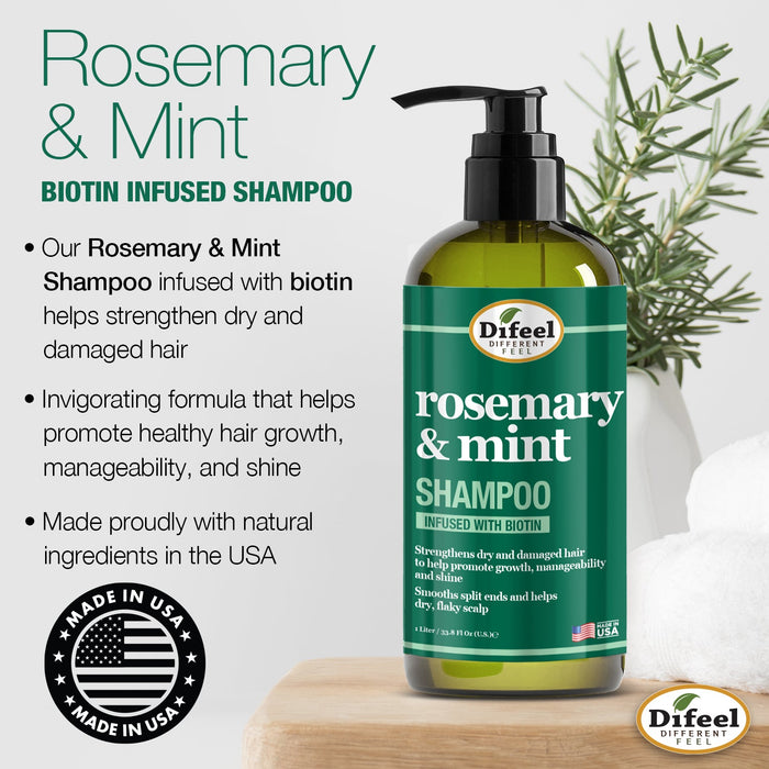 Difeel Rosemary and Mint Hair Strengthening Shampoo with Biotin 33.8 oz.