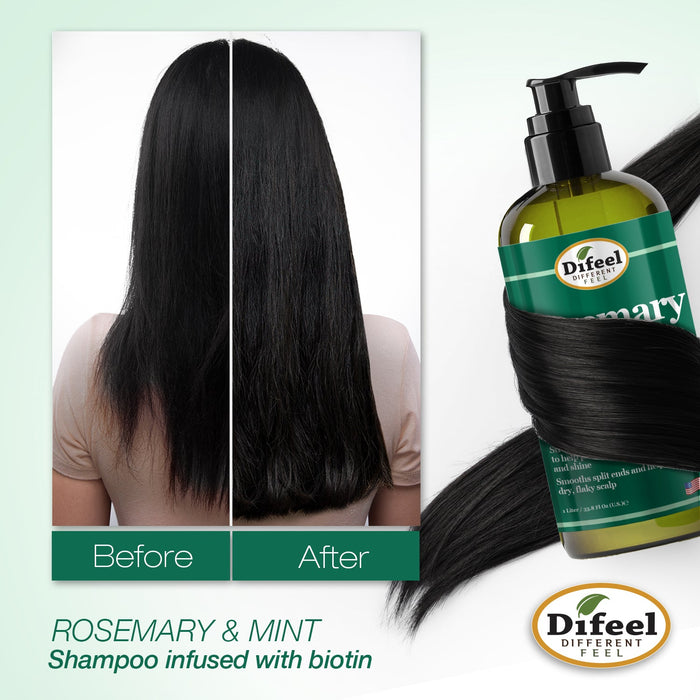 Difeel Rosemary and Mint Hair Strengthening Shampoo with Biotin 33.8 oz.