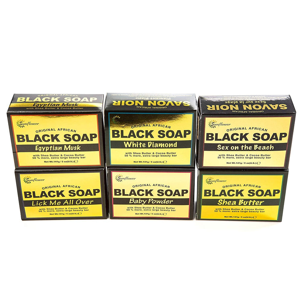 Sunflower African Black Soap Set - Includes Six (6) Luxury Scented Soaps