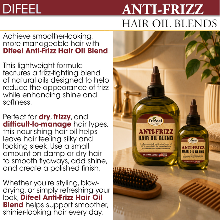 Difeel Anti-frizz Hair Oil Blend - Travel Size 2.5 oz.