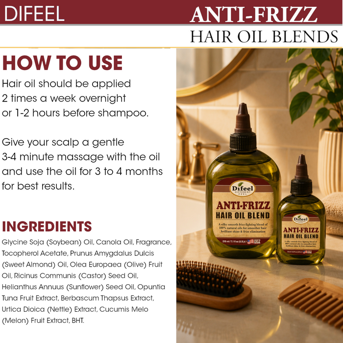 Difeel Anti-frizz Hair Oil Blend 7.1 oz.