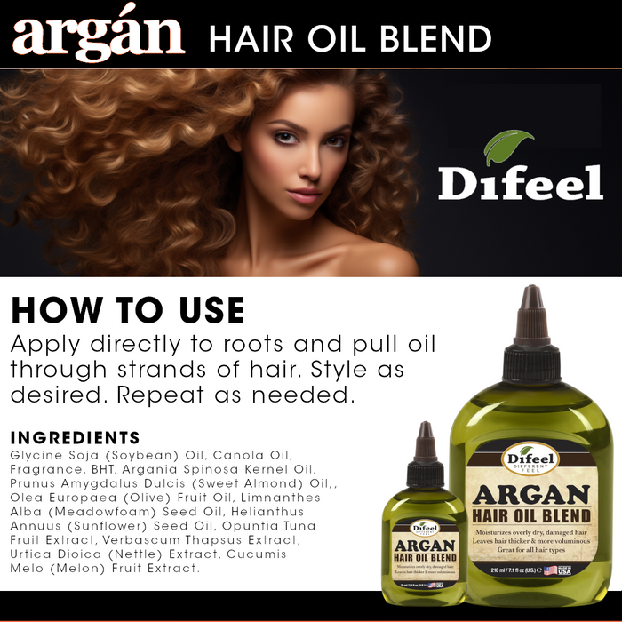 Difeel Argan Oil Hair Oil Blend   7.1 oz. (PACK OF 2)