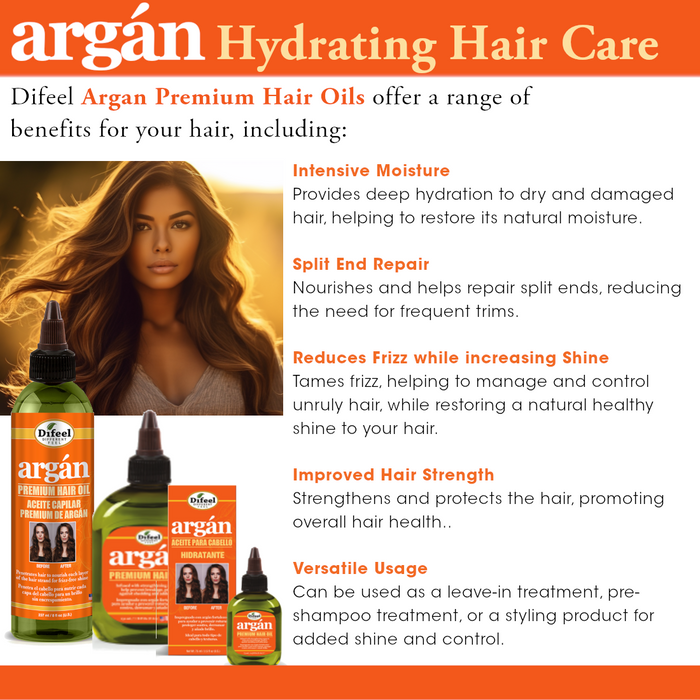 Difeel Argan Hydrating Premium Hair Oil 8 oz.