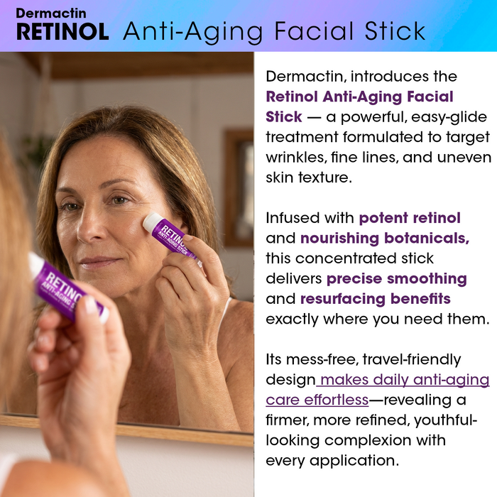 Dermactin Retinol Anti-Aging Skincare Bundle 2-PC SET– Collagen Facial Cream 3 oz & Retinol Facial Treatment Stick