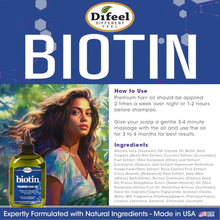 Difeel Elevated Biotin Premium Hair Oil - Large 12 oz.