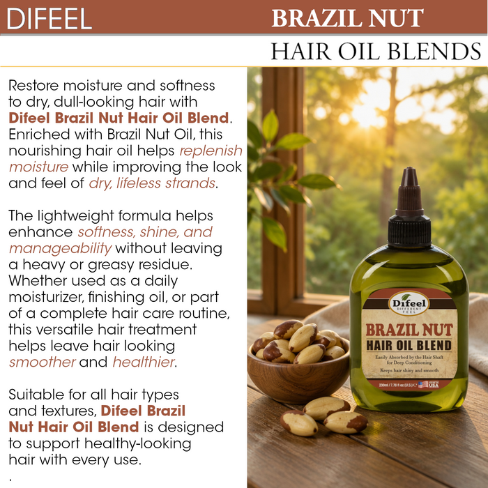 Difeel Brazil Nut Hair Oil Blend - Travel Size 2.5 oz.