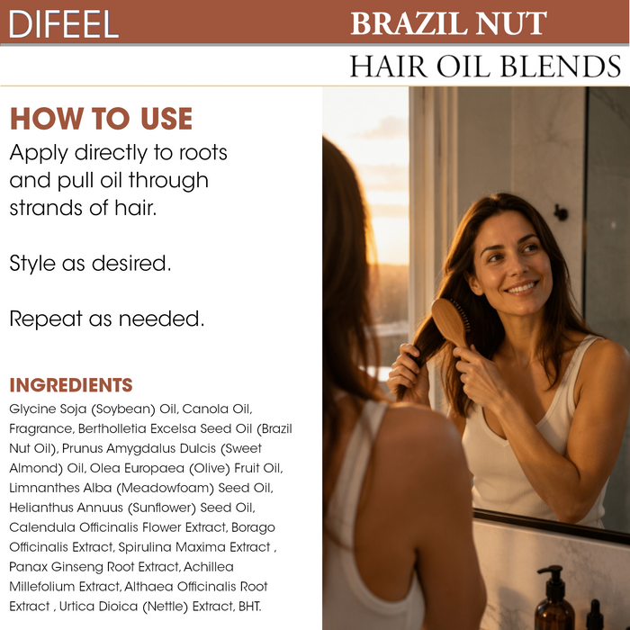 Difeel Brazil Nut Hair Oil Blend - Travel Size 2.5 oz.