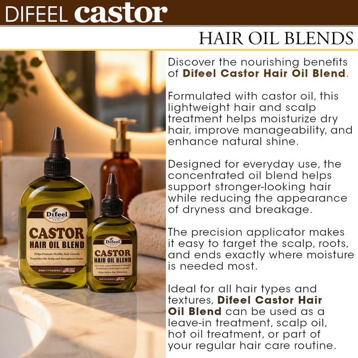 Difeel Classic Castor Hair Oil Blend - Travel Size 2.5 oz.