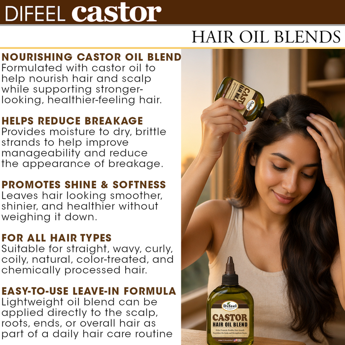 Difeel Classic Castor Hair Oil Blend - Travel Size 2.5 oz.