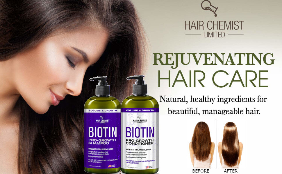 Hair Chemist Biotin Pro-Growth Shampoo & Conditioner Gift Set- Includes 33.8oz Shampoo & 33.8oz Conditioner