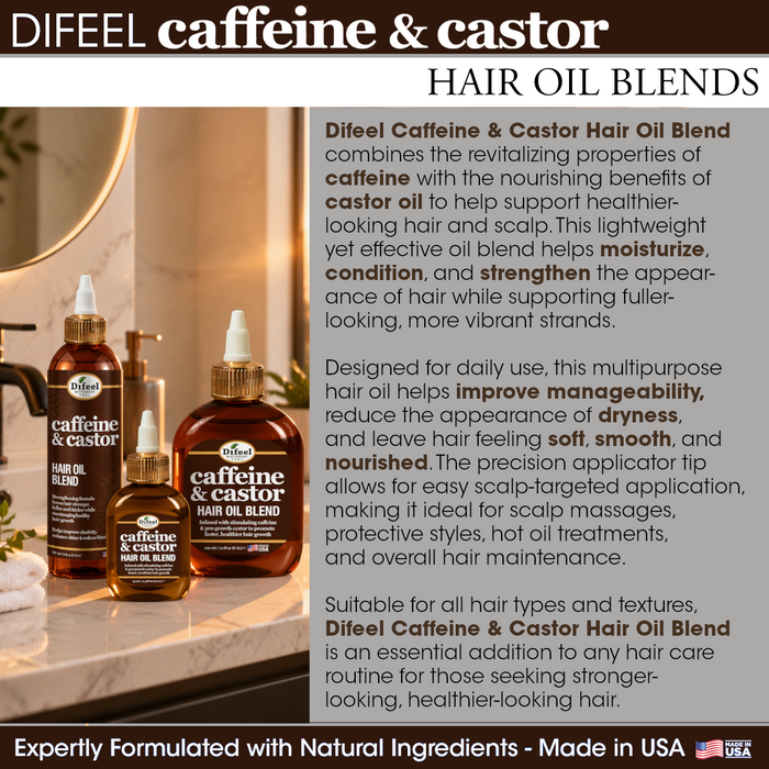 Difeel Caffeine & Castor Hair Oil Blend 7.1 oz. (PACK OF 4)