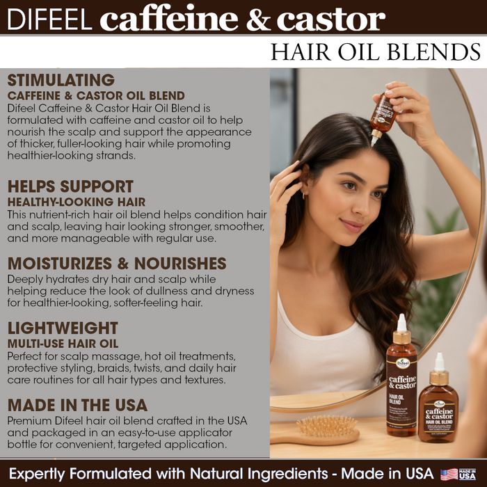 Difeel Caffeine & Castor Hair Oil Blend 7.1 oz. (PACK OF 4)