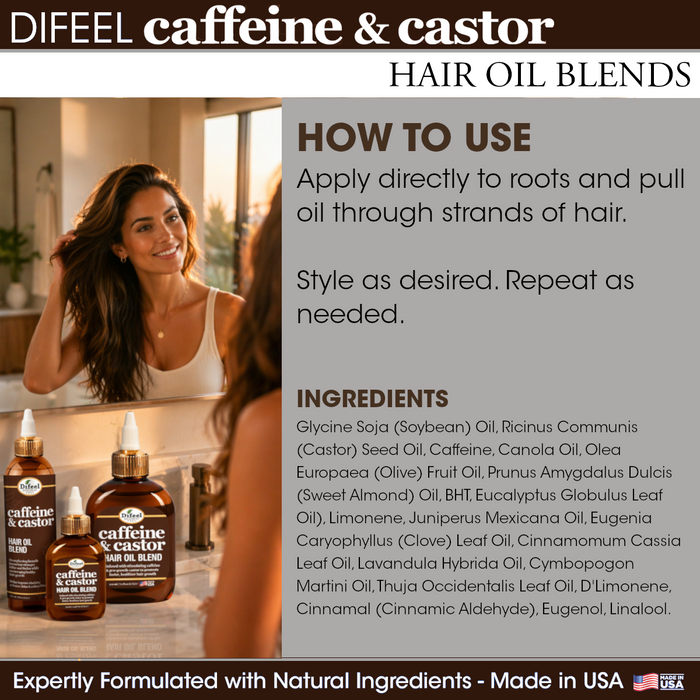 Difeel Caffeine & Castor Hair Oil Blend 7.1 oz. (PACK OF 4)