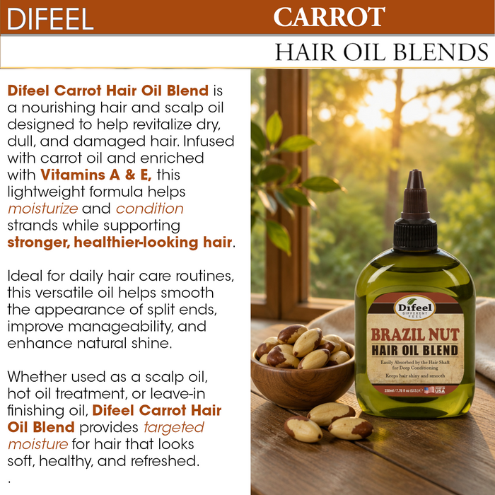 Difeel Mega Care Carrot & Aloe Oil Hair Oil Blend 1.4 oz. (PACK OF 2)