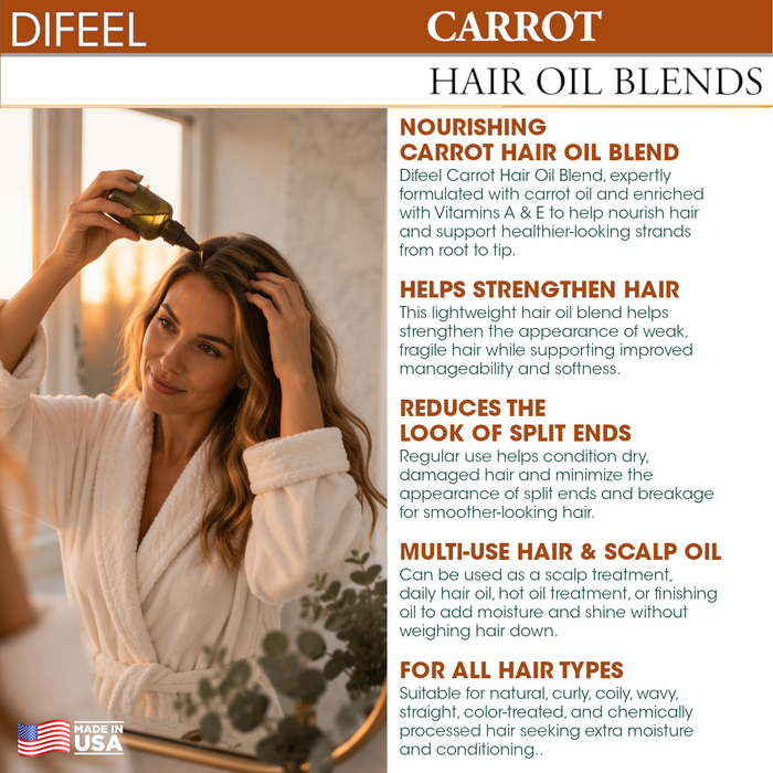 Difeel Carrot Hair Oil Blend - Travel Size 2.5 oz.