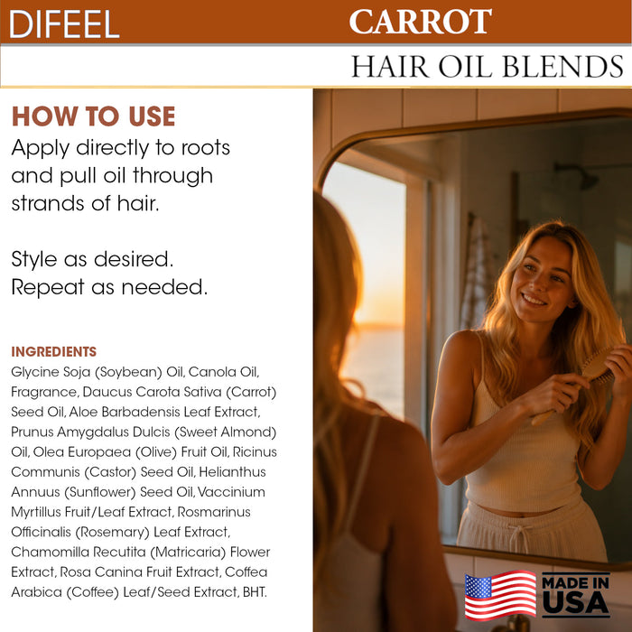 Difeel Carrot Hair Oil Blend - Travel Size 2.5 oz.