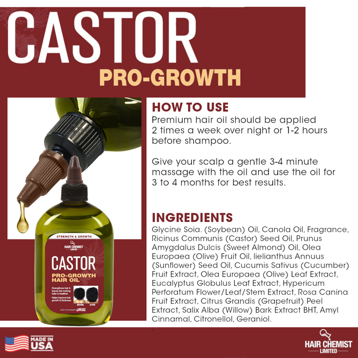 Hair Chemist Pro-Growth Natural Castor Hair Oil 12 oz.
