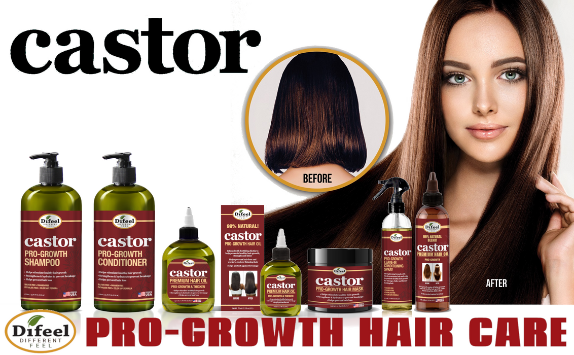Difeel Castor Pro-Growth Shampoo 12 oz. & Conditioner 12 oz. (2-Piece Gift Set)