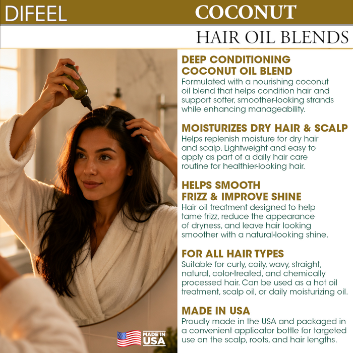 Difeel Coconut Oil Hair Oil Blend 7.1 oz. - Deluxe 2-PC Gift Set