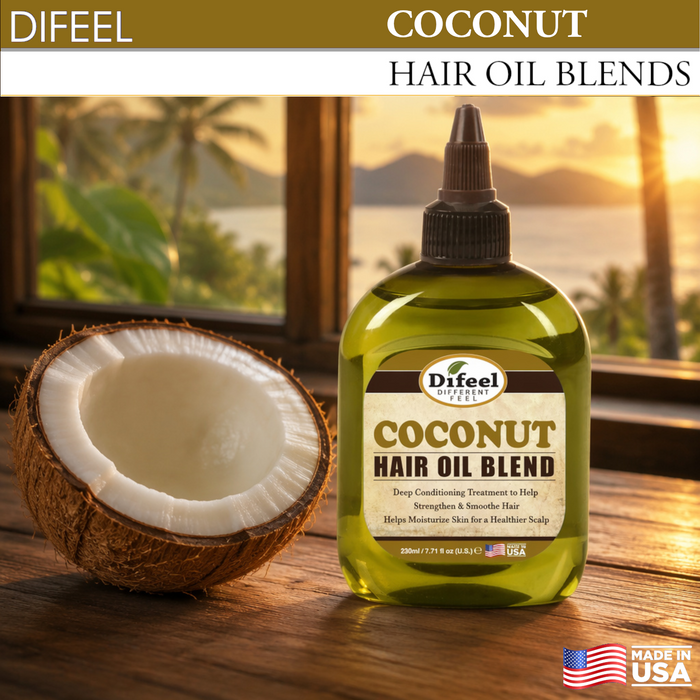 Difeel Coconut Oil Hair Oil Blend 7.1 oz. - Deluxe 2-PC Gift Set