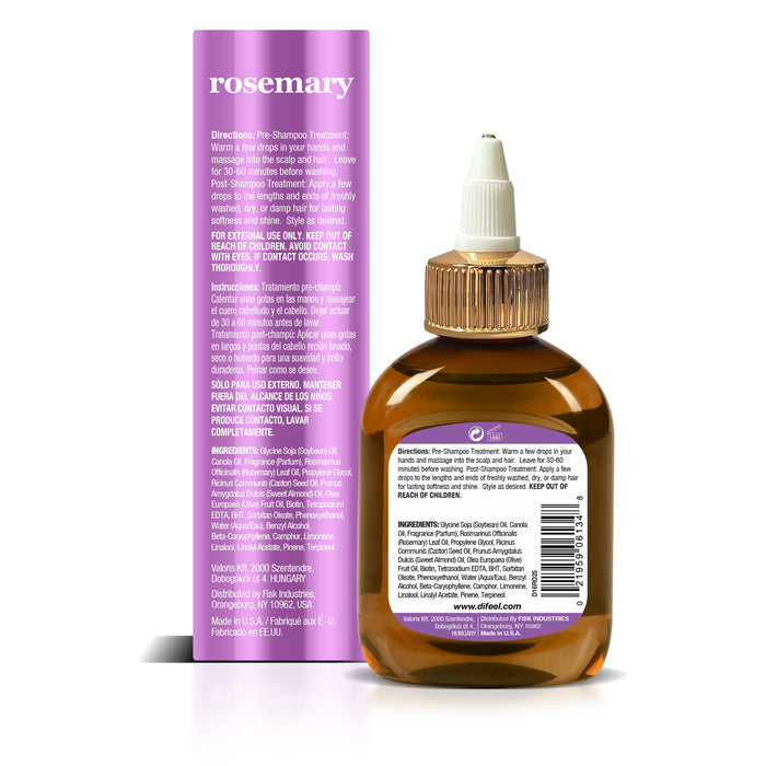 Difeel Rosemary Hair Oil Blend 2.5 Ounces (Travel Size)