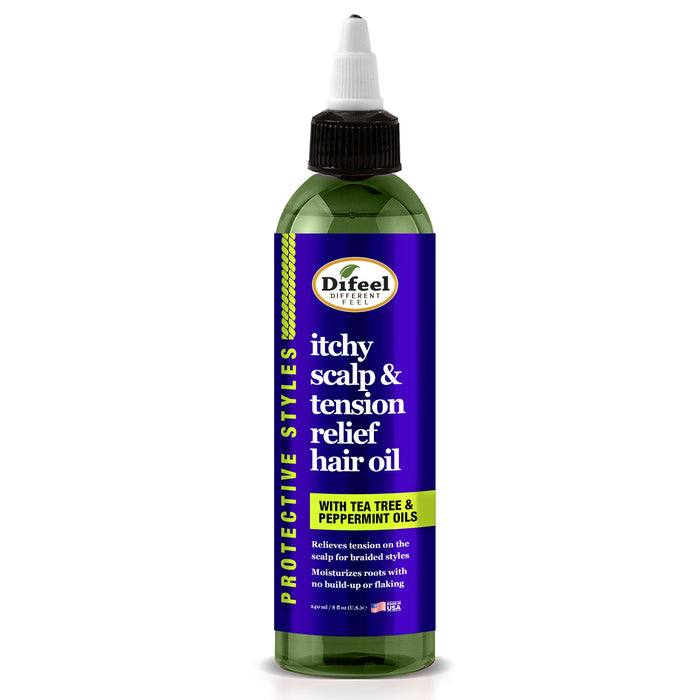 Difeel Itchy Scalp & Tension Relief Hair Oil with Tea Tree & Peppermint Oils for Braided Styles 8 oz.