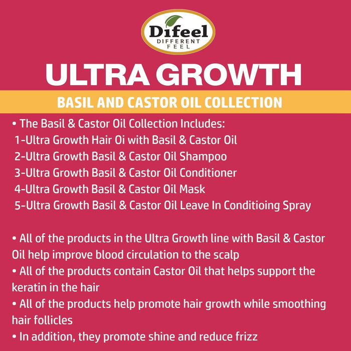 Difeel Ultra Growth Basil & Castor Oil Hair Growth Collection 5-PC Set