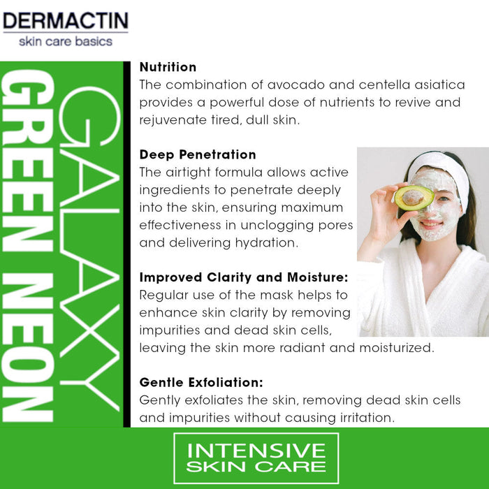 Dermactin Galaxy Green Neon Peel Off Facial Mask with Avocado and Centella Asiatica 1.76 oz.