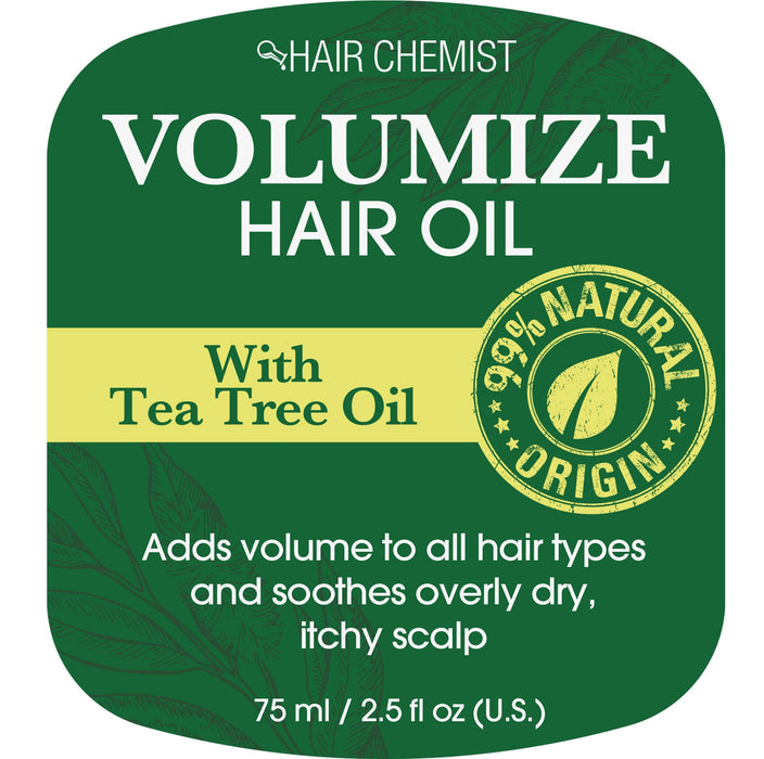 Hair Chemist Volumizing Hair Care 3 Piece Set - Volumize Hair Mask 8 oz + Travel Size 1oz. Packette & Volumize Hair Oil 2.5 oz