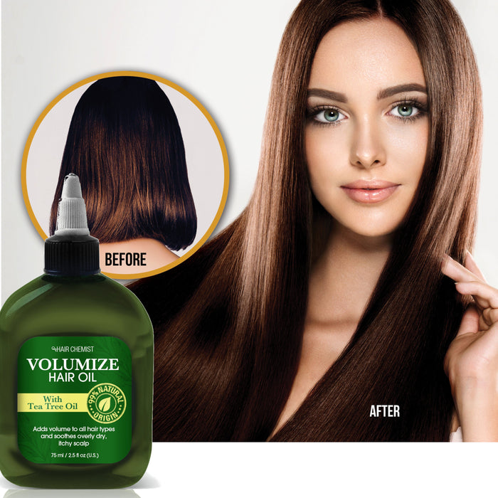 Hair Chemist Volumizing Hair Care 3 Piece Set - Volumize Hair Mask 8 oz + Travel Size 1oz. Packette & Volumize Hair Oil 2.5 oz