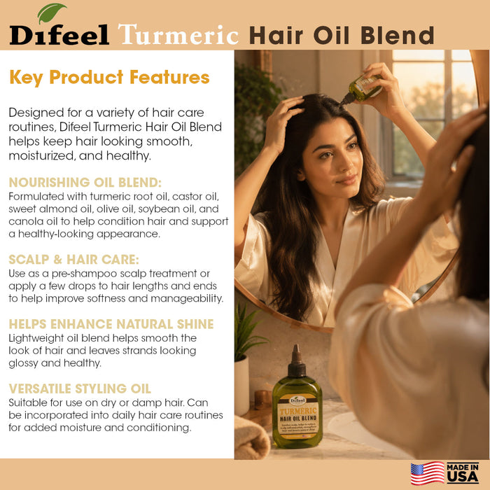 Difeel Turmeric Hair Oil Blend - Travel Size 2.5 oz.