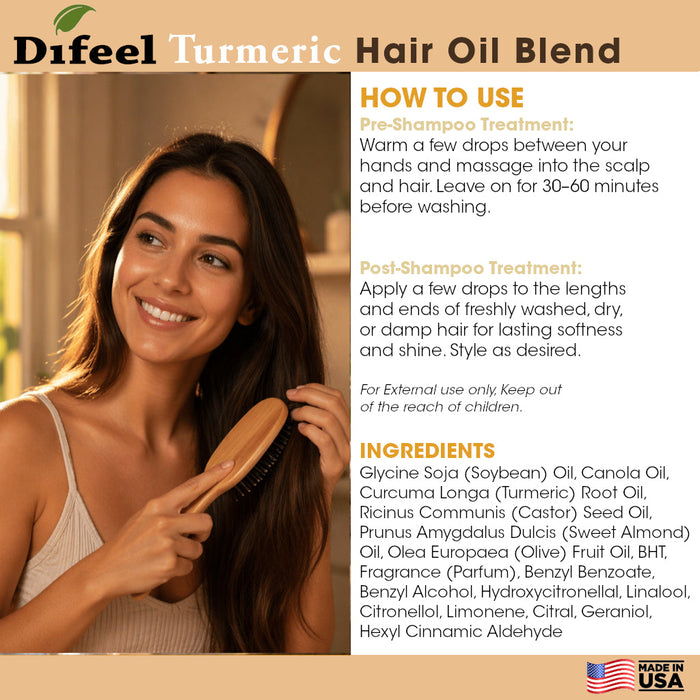 Difeel Turmeric Hair Oil Blend - Travel Size 2.5 oz.