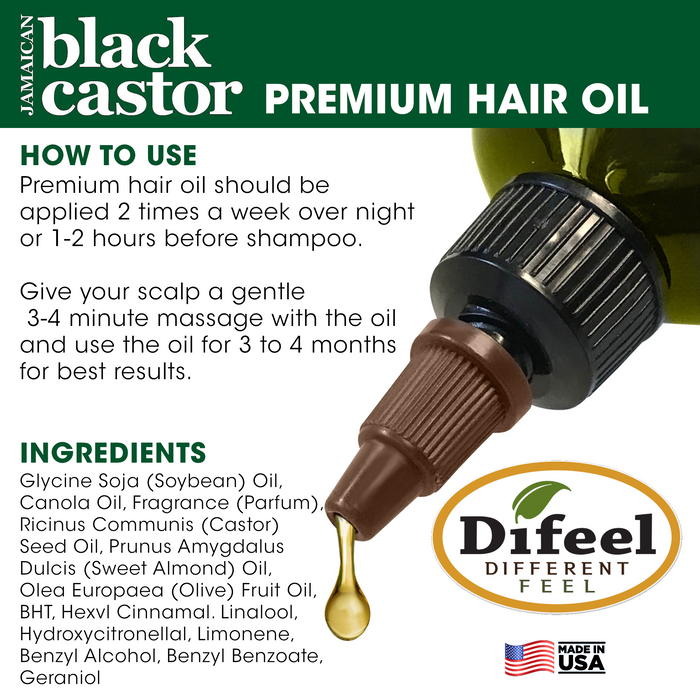 Difeel Jamaican Black Castor Hair Oil 1.65 oz. - Travel Size with Dropper