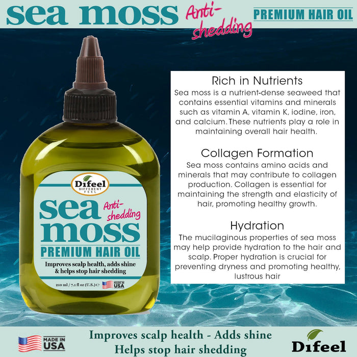Difeel Sea Moss Anti-Shedding Premium Hair Oil 7.1 oz.