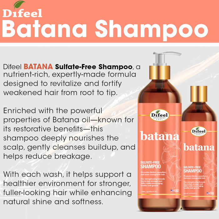 Difeel Batana Shampoo 12 Ounces - Sulfate Free Shampoo