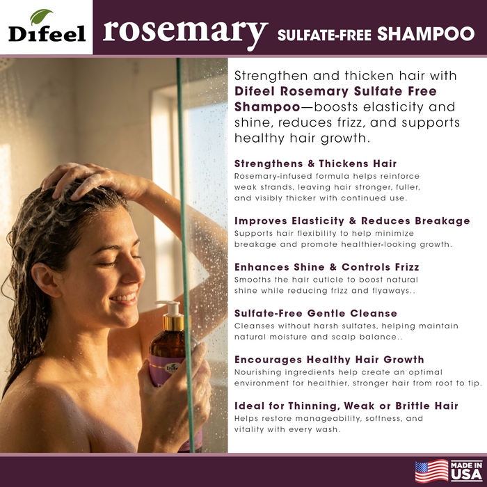 Difeel Rosemary Sulfate Free Shampoo 33.8 Ounce