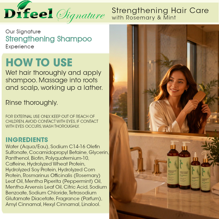 Difeel Signature Strengthening Shampoo with Rosemary & Mint 33.8 Ounce