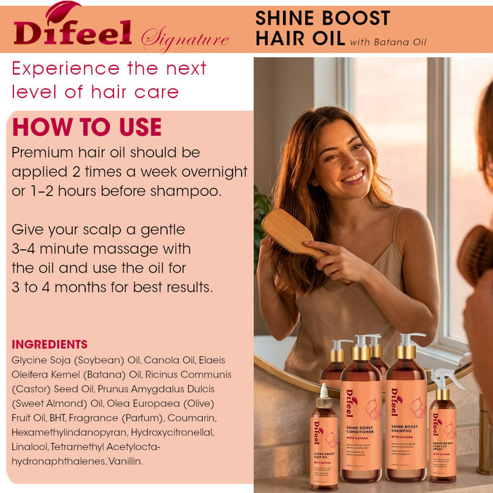 Difeel Signature Shine Boost Hair Oil with Batana 8 oz.
