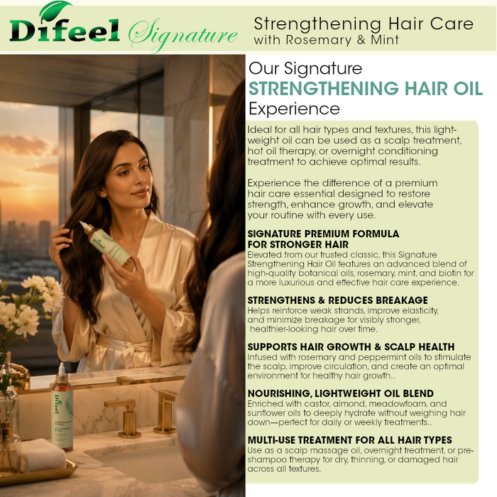 Difeel Signature Strengthening Hair Oil with Rosemary & Mint 8 Ounce