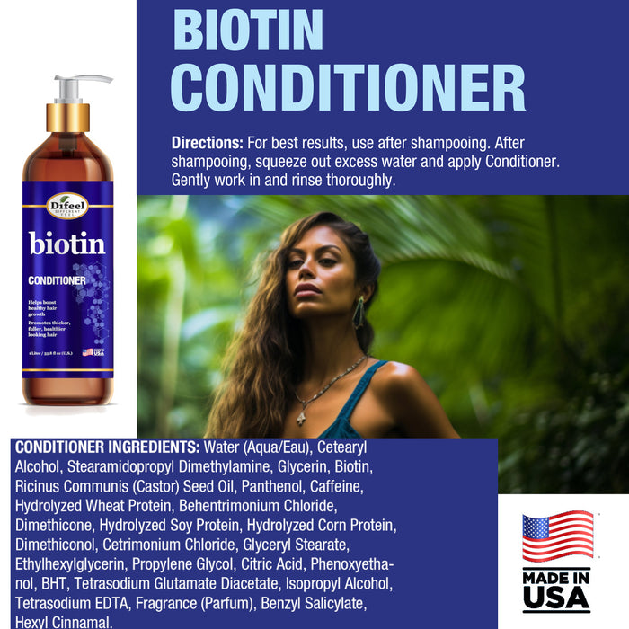 Difeel Elevated Biotin Shampoo 33.8oz, Conditioner 33.8oz & Oil 8oz 3-PC Boxed Gift Set