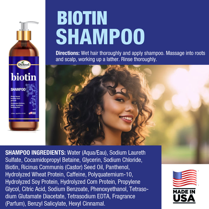 Difeel Elevated Biotin Shampoo 33.8oz, Conditioner 33.8oz & Oil 8oz 3-PC Boxed Gift Set
