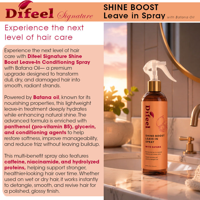 Difeel Signature Shine Boost Leave in Spray with Batana 8 oz.