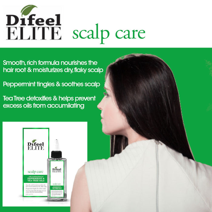 Difeel Elite Scalp Care with Peppermint & Tea Tree Oil Hair Scalp Treatment for Dry, Flaky Scalp 3 oz. -Tea Tree Hair and Scalp Treatment with Peppermint