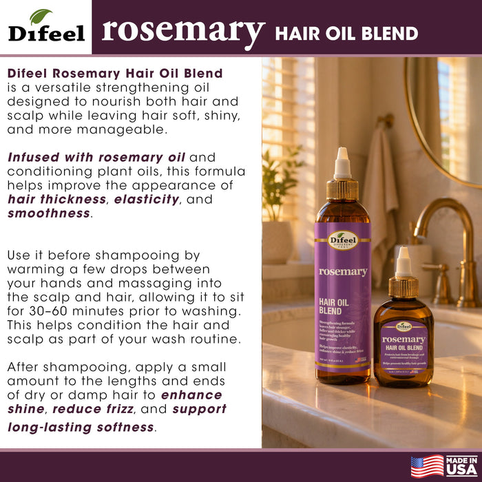 Difeel Rosemary Hair Oil Blend 2.5 Ounces (Travel Size)