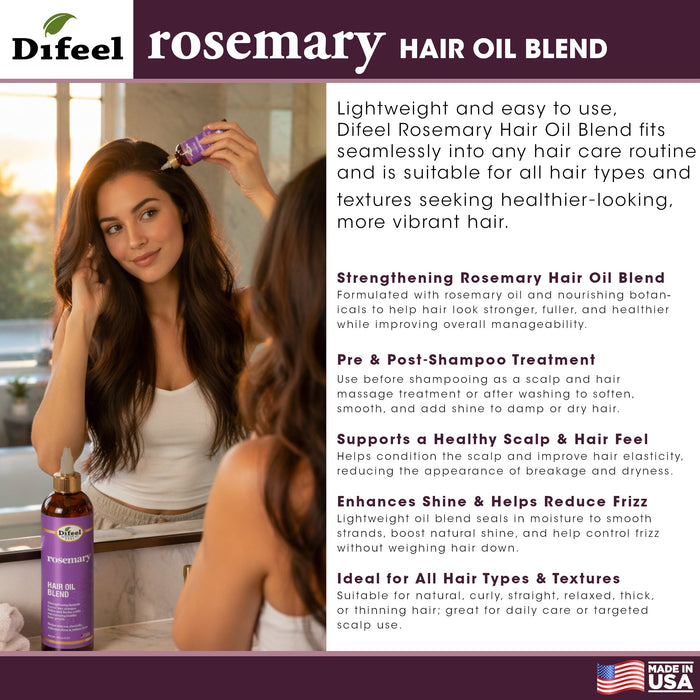 Difeel Rosemary Hair Oil Blend 2.5 Ounces (Travel Size)